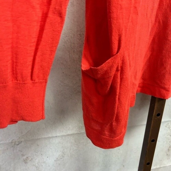 GAP orange cardigan sweater size L v-neck longer length long sleeve pockets - Picture 3 of 5